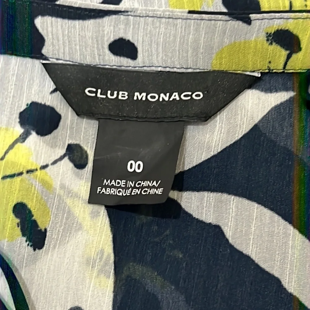 Club Monaco Blue Floral Print Dress Size 00